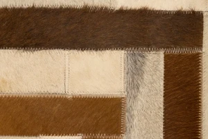 Brown Beige Cowhide 5X8 Modern Leather Rug