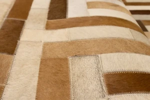Brown Beige Cowhide 5X8 Modern Leather Rug