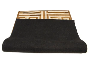 Brown Beige Cowhide 5X8 Modern Leather Rug