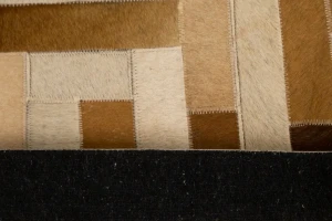 Brown Beige Cowhide 5X8 Modern Leather Rug