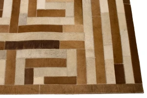 Brown Beige Cowhide 5X8 Modern Leather Rug