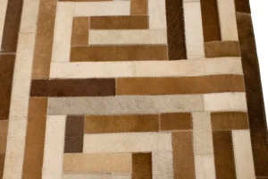 Brown Beige Cowhide 5X8 Modern Leather Rug