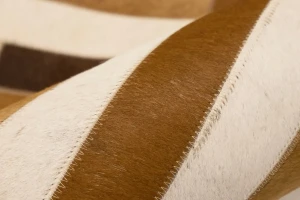 Brown Beige Cowhide 6X6 Modern Leather Square Rug