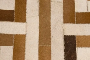 Brown Beige Cowhide 6X6 Modern Leather Square Rug