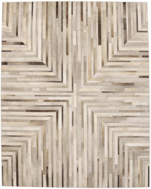 Gray Silver Cowhide 8X10 Modern Leather Rug