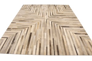 Gray Silver Cowhide 8X10 Modern Leather Rug