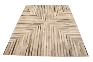 Gray Silver Cowhide 8X10 Modern Leather Rug