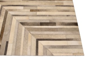 Gray Silver Cowhide 8X10 Modern Leather Rug