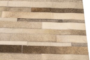 Gray Silver Cowhide 8X10 Modern Leather Rug