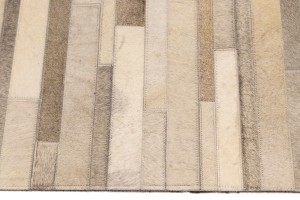 Gray Silver Cowhide 8X10 Modern Leather Rug