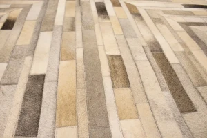 Gray Cowhide 5X8 Modern Leather Rug