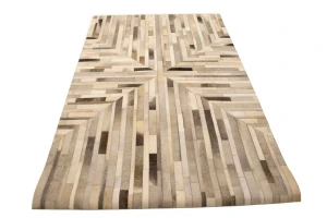 Gray Cowhide 5X8 Modern Leather Rug