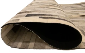 Gray Cowhide 5X8 Modern Leather Rug