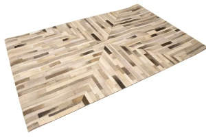 Gray Cowhide 5X8 Modern Leather Rug