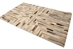 Gray Cowhide 5X8 Modern Leather Rug
