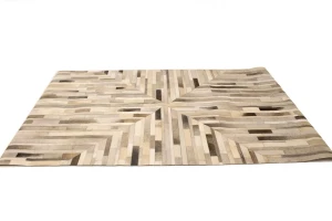 Gray Cowhide 5X8 Modern Leather Rug