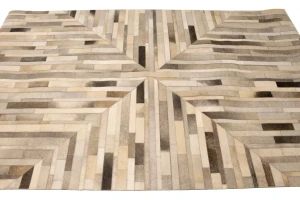 Gray Cowhide 5X8 Modern Leather Rug