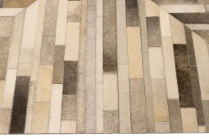 Gray Cowhide 5X8 Modern Leather Rug
