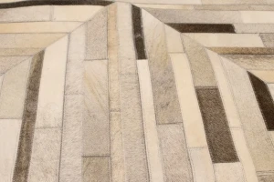 Gray Cowhide 6X6 Modern Leather Square Rug