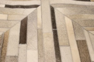 Gray Cowhide 6X6 Modern Leather Square Rug