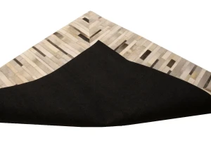 Gray Cowhide 6X6 Modern Leather Square Rug