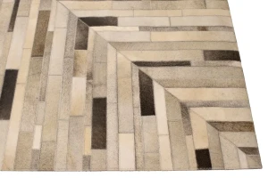Gray Cowhide 6X6 Modern Leather Square Rug