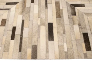 Gray Cowhide 6X6 Modern Leather Square Rug
