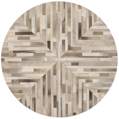 Gray Cowhide 6X6 Modern Leather Round Rug