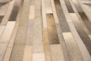 Gray Cowhide 4X6 Modern Leather Rug