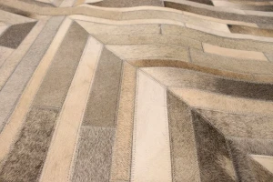 Gray Cowhide 4X6 Modern Leather Rug