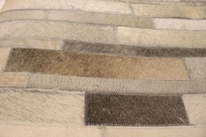 Gray Cowhide 4X6 Modern Leather Rug