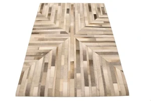 Gray Cowhide 4X6 Modern Leather Rug