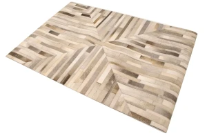 Gray Cowhide 4X6 Modern Leather Rug