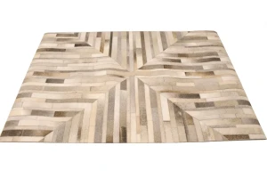 Gray Cowhide 4X6 Modern Leather Rug