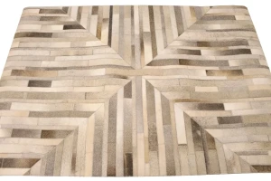 Gray Cowhide 4X6 Modern Leather Rug
