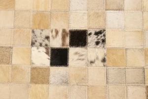 Multi Beige Brown Cowhide 6X6 Modern Leather Round Rug