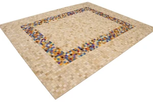 Multicolored Cowhide 8X10 Modern Leather Rug