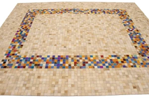 Multicolored Cowhide 8X10 Modern Leather Rug