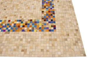 Multicolored Cowhide 8X10 Modern Leather Rug
