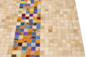 Multicolored Cowhide 8X10 Modern Leather Rug