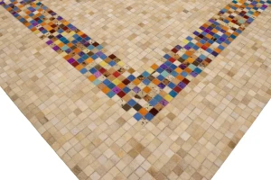 Multicolored Cowhide 8X10 Modern Leather Rug