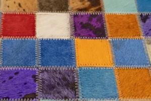 Multicolored Cowhide 8X10 Modern Leather Rug