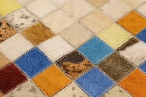 Multicolored Cowhide 8X10 Modern Leather Rug