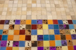 Multicolored Cowhide 8X10 Modern Leather Rug