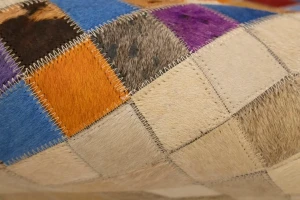 Multicolored Cowhide 8X10 Modern Leather Rug