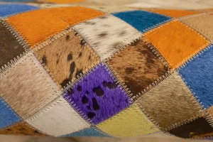 Multicolored Cowhide 8X10 Modern Leather Rug