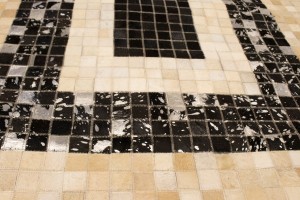 Black Beige Cowhide 4X6 Modern Leather Rug