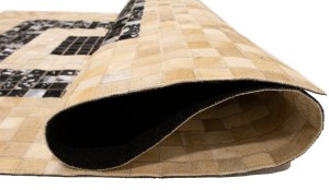 Black Beige Cowhide 4X6 Modern Leather Rug