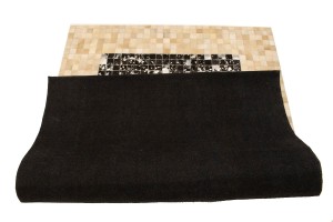 Black Beige Cowhide 4X6 Modern Leather Rug