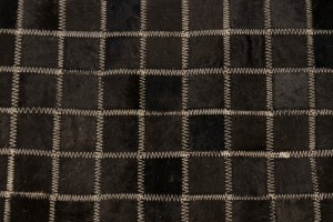 Black Beige Cowhide 4X6 Modern Leather Rug
